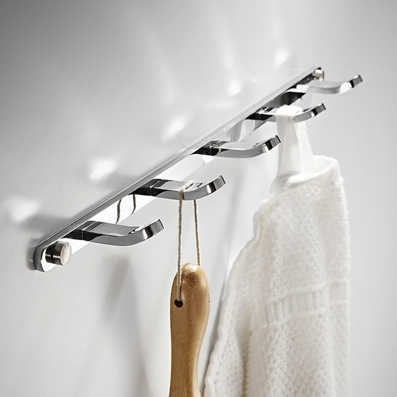 Kabliukas chalatui su 5 kabliukais, žalvarinis sieninis kablys, sieninis durų kablys, galinis kabliukas, vonios kambarys, rankšluosčių kablys