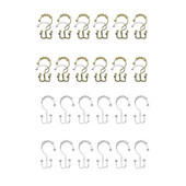 Zuhanyfüggöny horgok, rozsdaálló fém dupla görgős csúszógyűrűk, fürdőszobai gyűrűk, 12 db-os készlet