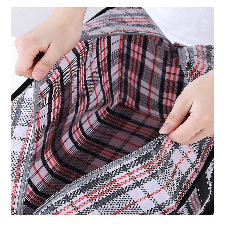 Geantă țesătă cu dungi Capacitate mare de depozitare Genți de mutare haine Pătură cuvertură Ambalare bagaje Pachet cu fermoar Tote Organizator acasă