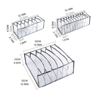 HX5B 3 τμχ Συρτάρι Εσωρούχων Organizer Πτυσσόμενη ντουλάπα Διαχωριστικά ρούχα Νάιλον Διαμερίσματα κομοδίνας Σετ κουτί αποθήκευσης για σουτιέν Κάλτσες