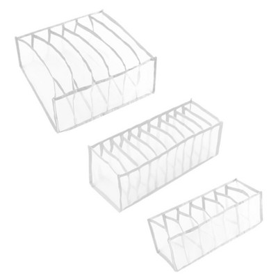 HX5B 3 vnt Apatinių drabužių stalčių laikiklis Sulankstoma spinta Drabužių pertvaros Nailono komodos skyriai Liemenėlės kojinių laikymo dėžutės rinkinys