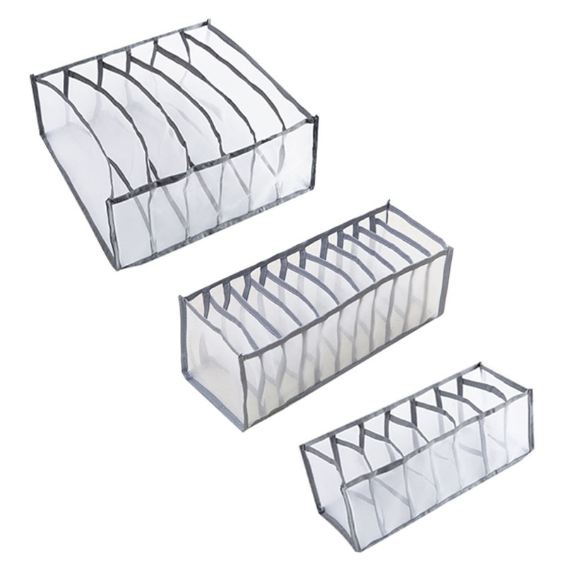 HX5B 3 vnt Apatinių drabužių stalčių laikiklis Sulankstoma spinta Drabužių pertvaros Nailono komodos skyriai Liemenėlės kojinių laikymo dėžutės rinkinys