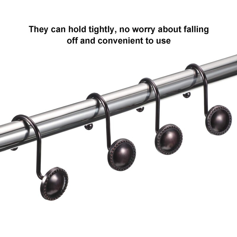 Zuhanyfüggöny akasztók, dekoratív zuhanyfüggöny akasztók, 12 db Rozsdaálló zuhanyakasztók Fürdőszoba függönyrudakhoz CNIM Hot
