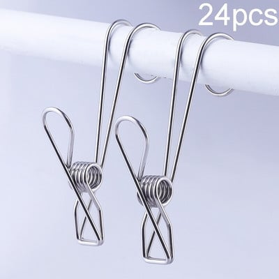 4-24 304-es csomag rozsdamentes acél fém hosszú farokkapcsok akasztókkal ruhatűk akasztós univerzális kapcsok konyhába, fürdőszobába, irodába