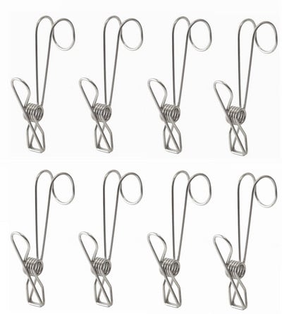 4-24 304-es csomag rozsdamentes acél fém hosszú farokkapcsok akasztókkal ruhatűk akasztós univerzális kapcsok konyhába, fürdőszobába, irodába