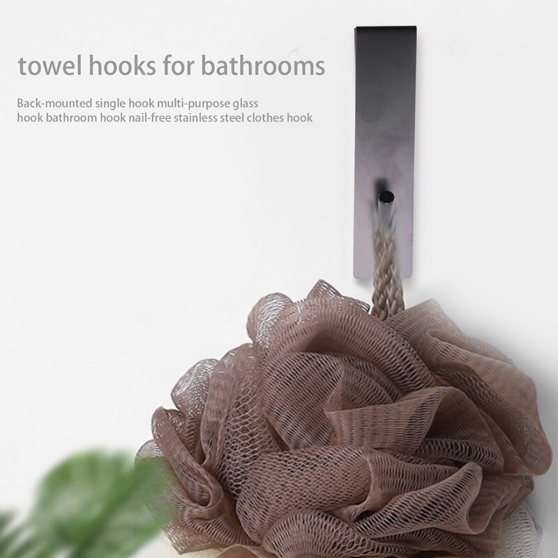 Zuhanyajtó kampók az ajtó felett Fürdőszoba keret nélküli üveg zuhanyajtóhoz, Törülközőkampók, 2 csomag, fekete