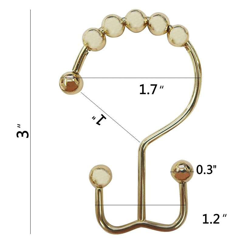 Zuhanyfüggöny gyűrűk kampós készlet 24 db, rozsdamentes acél, rozsdamentes dupla csúszógörgő nyolc fürdőszobai függönyakasztóval, arany