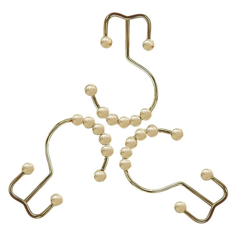 Zuhanyfüggöny gyűrűk kampós készlet 24 db, rozsdamentes acél, rozsdamentes dupla csúszógörgő nyolc fürdőszobai függönyakasztóval, arany