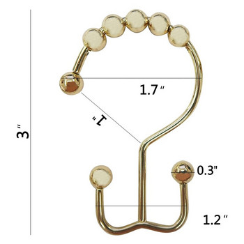 Комплект куки за халки за завеси за душ от 24, устойчиви на ръжда ролки от неръждаема стомана с двойна плъзгаща се ролка с осем куки за завеси за баня злато