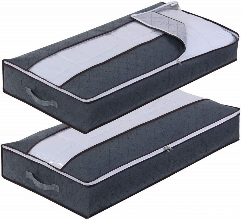 Genți pliabile de sub pat 1/2 pachet Cutii mari de depozitare sub pat, groase, respirabile, pentru haine de sub pat, saci de depozitare, organizator cu fermoar