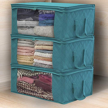 Домашен сгъваем шкаф Органайзер за юргани 3 бр. Чанти за одеяла Влагоустойчива домакинска кутия с цип за съхранение на дрехи Шкаф за съхранение Миещ се калъф