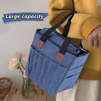 Προβολή! Τσάντα πλεξίματος Φορητή τσάντα αποθήκευσης νήματα για μάλλινα βελονάκια Βελόνες πλεξίματος Είδη ραπτικής Σετ Diy Οικιακά