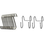 12 vnt S nerūdijančio plieno pakabos kabliukai virtuvės indams arba mėsinei mėsai – 10 vnt 8,1 x 5 cm ir 2 vnt 7,3 cm x 5 cm
