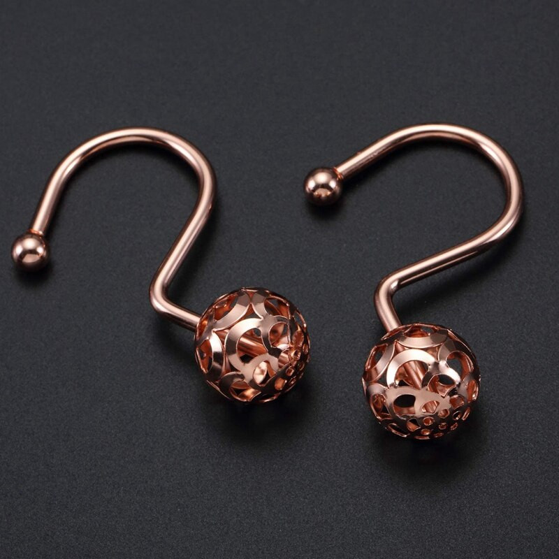 Nauji dušo užuolaidų kabliukų žiedai, 12 dekorų rinkinys, metalas, atsparus rūdims vonios kambariui