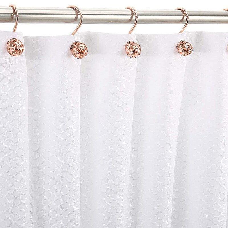 Nauji dušo užuolaidų kabliukų žiedai, 12 dekorų rinkinys, metalas, atsparus rūdims vonios kambariui