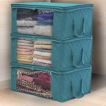 Κουτί αποθήκευσης δωματίου Παπλωματοθήκη ρούχων Τσάντα αποθήκευσης Διαφανές φερμουάρ παραθύρου βρώμικα ρούχα Θήκη συλλογής Non Woven Fabric Organizer Box