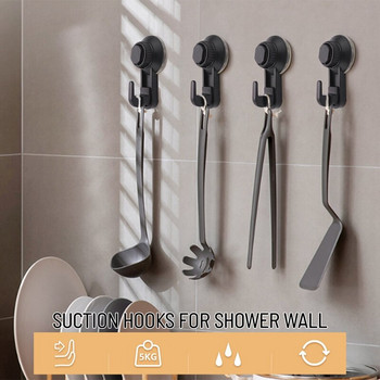 4 Συσκευασίες γάντζοι βεντούζας κενού, ισχυροί γάντζοι για πετσέτες βεντούζας για γυάλινο παράθυρο μπάνιου κουζίνας Ντους