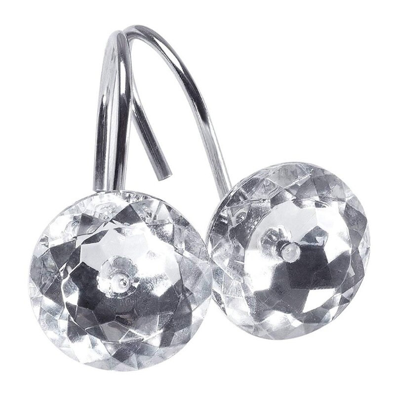 Perdeau de duș Bling cârlige inele acrilice strasuri decorative sticla cristal rulant baie baie set de 24 inele