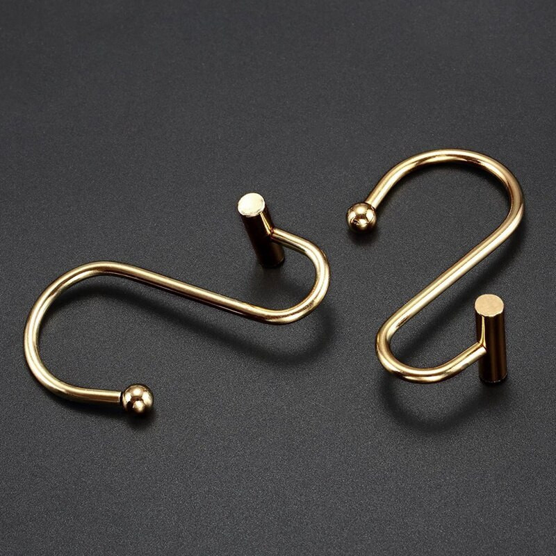 Inele pentru cârlige pentru perdele de duș, inele decorative din alamă pentru perdele de duș pentru tija de duș pentru baie, umerașe pentru cârlige de duș în formă de T