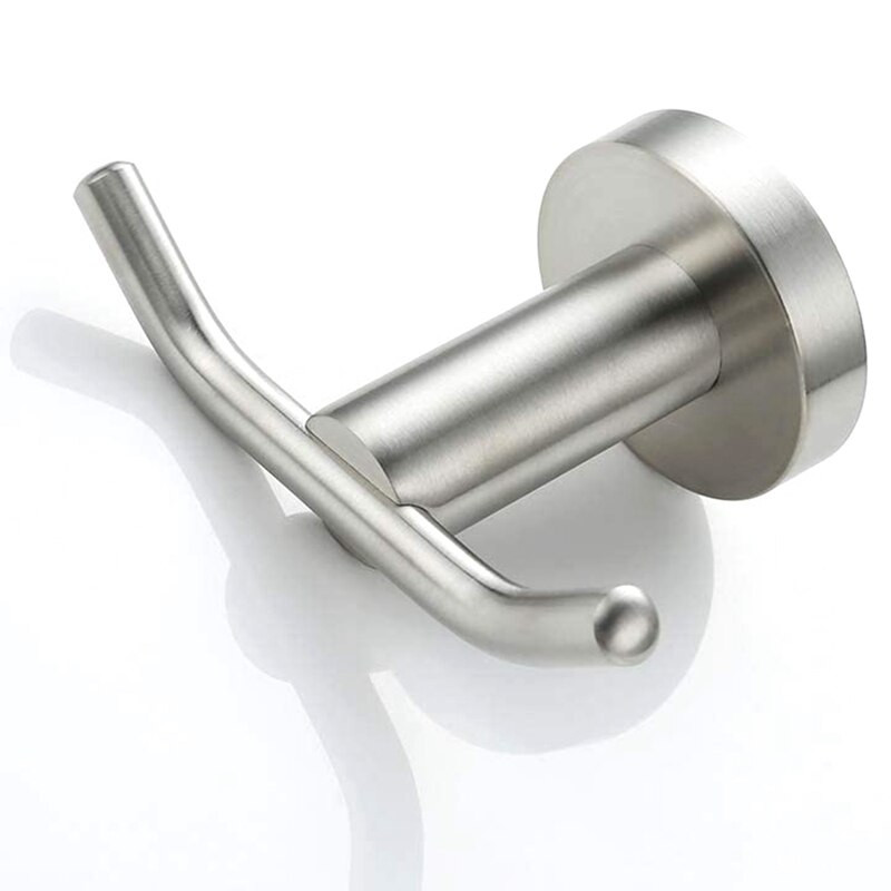 Dupla köntös kampó, 304 rozsdamentes acél kabát és törölközőkampó fürdőszoba falra szerelhető, szálcsiszolt nikkel