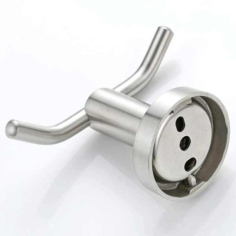 Dupla köntös kampó, 304 rozsdamentes acél kabát és törölközőkampó fürdőszoba falra szerelhető, szálcsiszolt nikkel