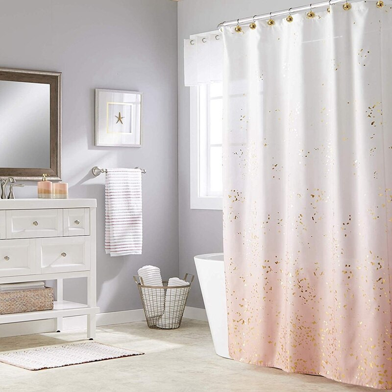 Dušo užuolaidų kabliukų žiedai, 12 dekorų rinkinys, metalas, atsparus rūdims vonios kambariui