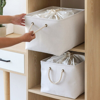 1PC Сгъваема кошница за съхранение Сгъваема кутия за организиране на спално бельо Кошчета Органайзер с шнур Организатор Дрехи Шкаф за пране Играчки Държач за организиране