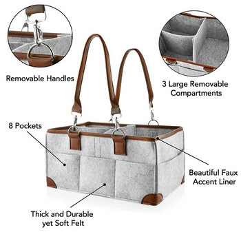 Нов бебешки органайзер за пелени Caddy Преносима кошница за съхранение Основна чанта за детска стая Маса за повиване и кола Подходяща за съхранение на пелени