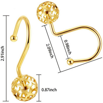 Пръстени с куки за завеси за душ, Комплект от 12 декора, Метални неръждаеми за баня