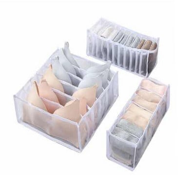 3 buc. Organizator sertar pentru lenjerie de corp. Dulap pliabil Separatoare de haine Compartimente din nylon pentru comoda Set cutie de depozitare pentru sutiene