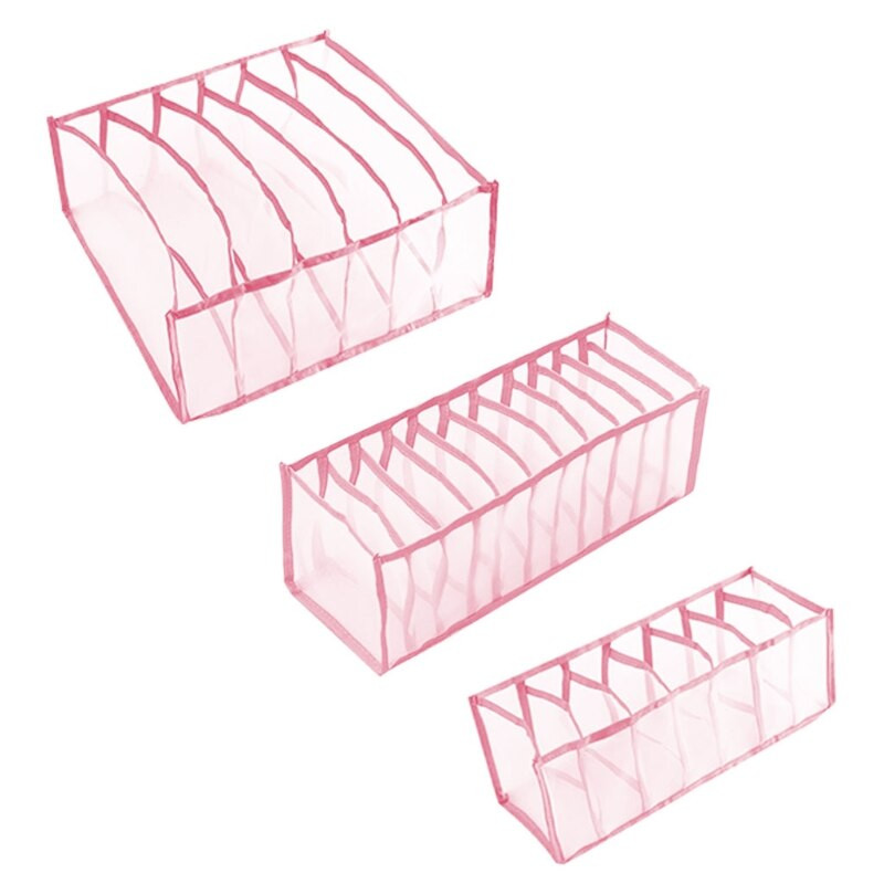 3 buc. Organizator sertar pentru lenjerie de corp. Dulap pliabil Separatoare de haine Compartimente din nylon pentru comoda Set cutie de depozitare pentru sutiene