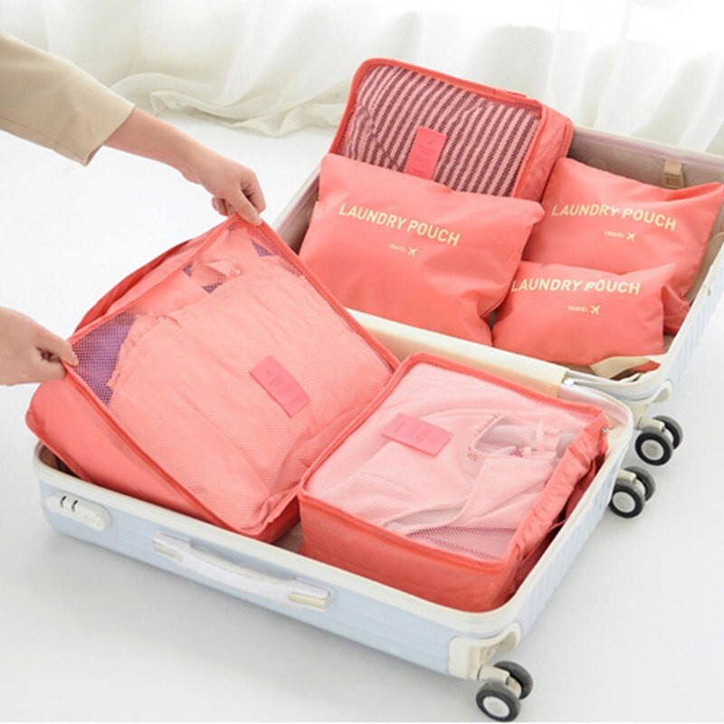 6 бр. Съхранение на дрехи за пътуване Водоустойчиви чанти Преносим органайзер за багаж Торбичка Опаковъчен куб