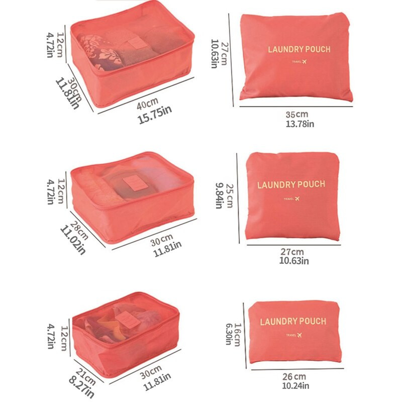 6 бр. Съхранение на дрехи за пътуване Водоустойчиви чанти Преносим органайзер за багаж Торбичка Опаковъчен куб