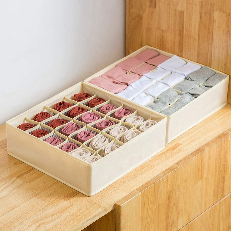 3 csomagos zokni alsónemű fiókos elválasztó, 24 cellás összecsukható szekrényes szekrényrendező tárolódobozok