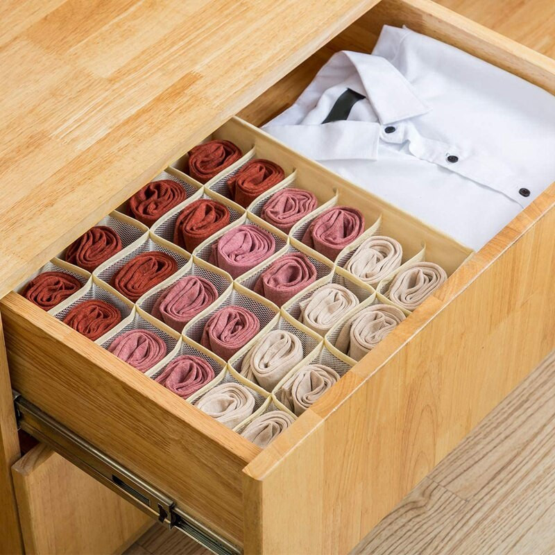 3 csomagos zokni alsónemű fiókos elválasztó, 24 cellás összecsukható szekrényes szekrényrendező tárolódobozok