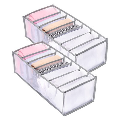 2 db gardrób ruha rendszerező, mosható ruha rendszerező összehajtogatott ruhákhoz, hálós ruhatároló rendszer