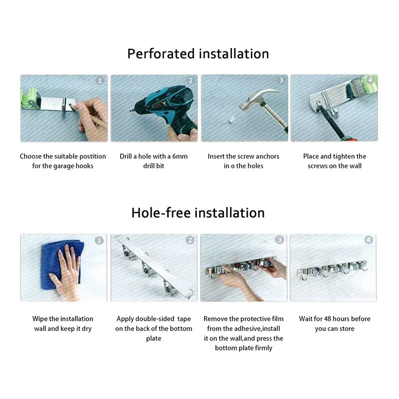 2 paketa Držač za brisanje metle Zidni nosač, vješalica za teške uvjete Organizator metle za vrt Garaža Praonica Kupaonica Kuhinja