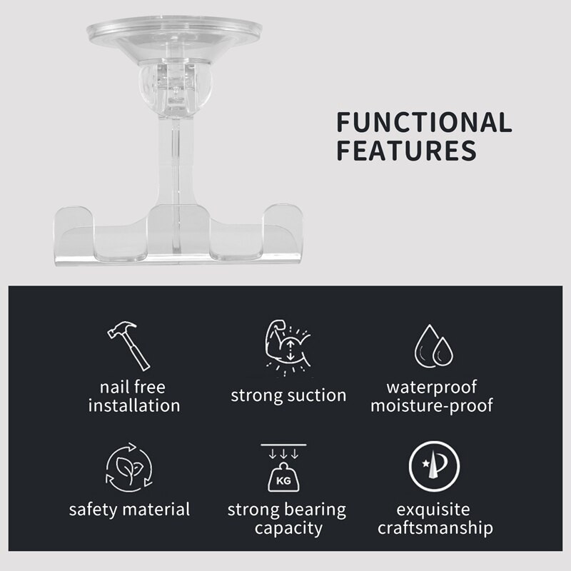 Kuke za usisavanje za kupaonicu, kuka za tuširanje za višekratnu upotrebu (paket od 4 komada), vakuumska kuka za usisavanje - držač za britvu - višenamjenski-FS-PHFU