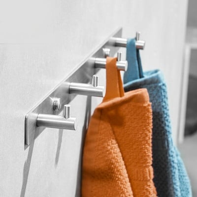 AT35 14In Rankšluosčių kabliukai Vonios palto kablys nerūdijančio plieno sienoje montuojami kabliukai 4 sunkiasvoriai kabliukai lentynos laikiklis sidabrinis