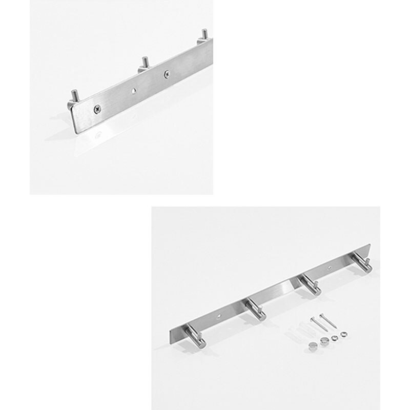 AT35 14In Rankšluosčių kabliukai Vonios palto kablys nerūdijančio plieno sienoje montuojami kabliukai 4 sunkiasvoriai kabliukai lentynos laikiklis sidabrinis