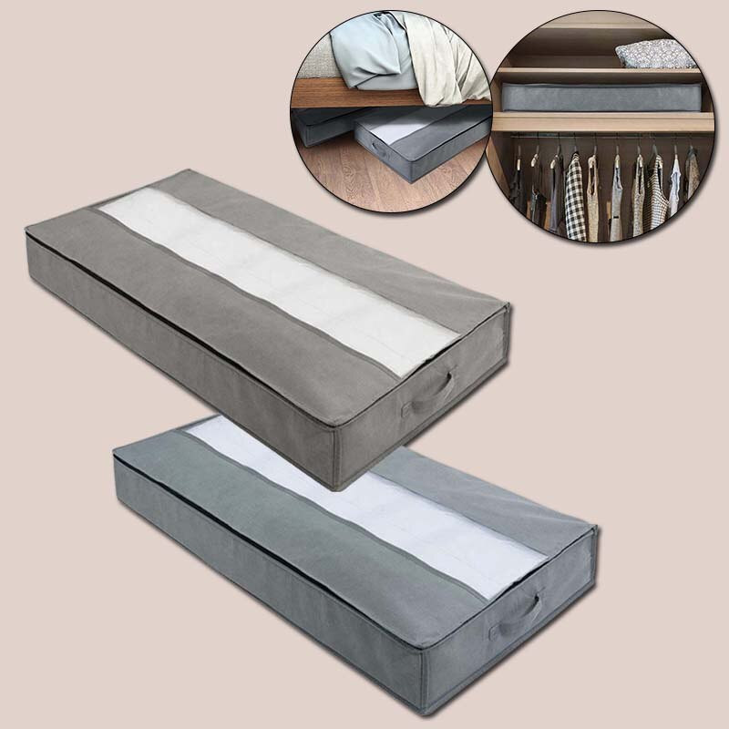 Geantă de depozitare nețesată, pliabilă sub pat, cutie de organizare pentru pilota de capacitate mare, impermeabilă, cu husă de praf pentru haine pentru fereastră transparentă