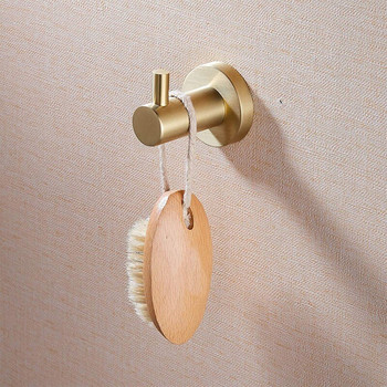 LBER 2Pcs Γάντζος για πετσέτες μπάνιου Μοντέρνο βουρτσισμένο χρυσό ρόμπα πετσέτας τοίχου Αξεσουάρ μπάνιου από ανοξείδωτο ατσάλι
