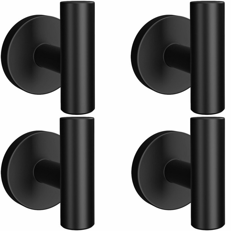 4 bucăți cârlige pentru halat, negru mat, umeraș pentru ușă, prosop, haine, dulap, dulap, bureți, cârlig pentru baie