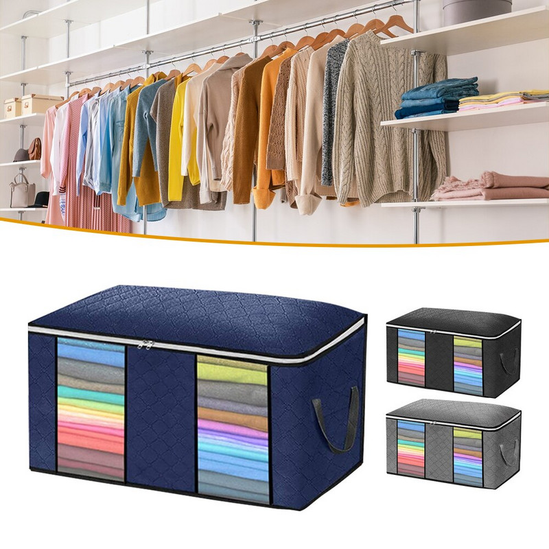 Negabaritinis drabužių laikymo krepšys su skaidriu langu, tvirtu užtrauktuku, sulankstomas medžiaginis krepšys su rankenomis patalynei, paguodams