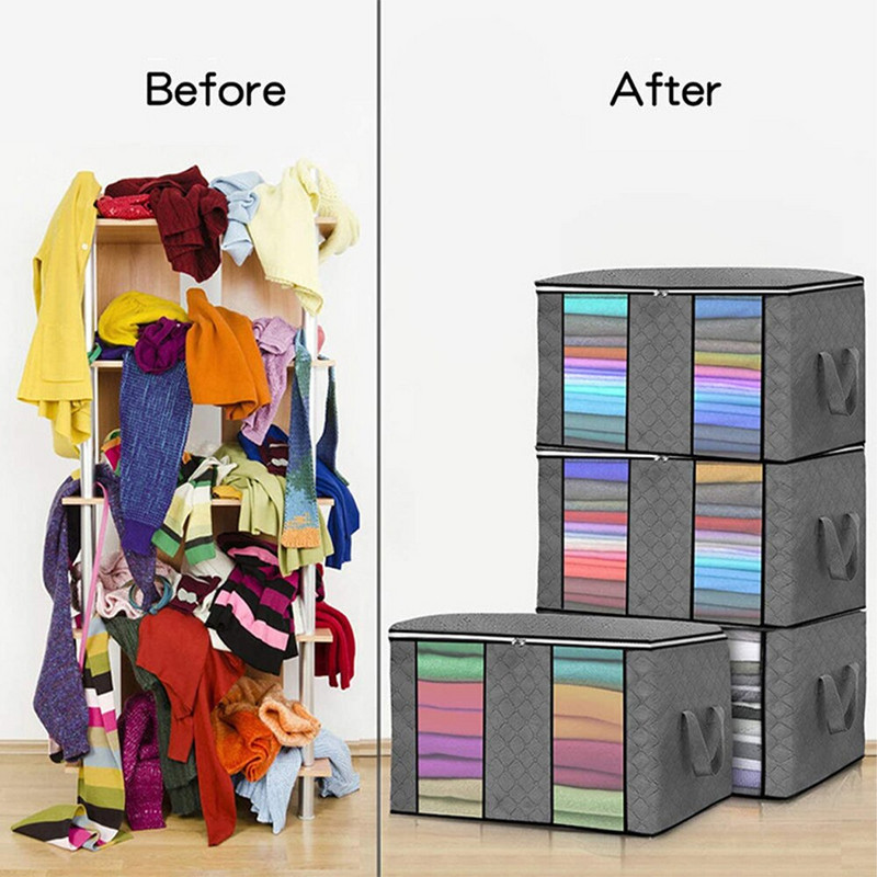 Negabaritinis drabužių laikymo krepšys su skaidriu langu, tvirtu užtrauktuku, sulankstomas medžiaginis krepšys su rankenomis patalynei, paguodams