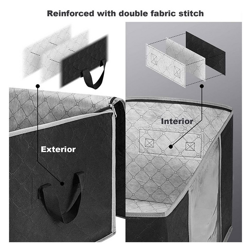 Negabaritinis drabužių laikymo krepšys su skaidriu langu, tvirtu užtrauktuku, sulankstomas medžiaginis krepšys su rankenomis patalynei, paguodams