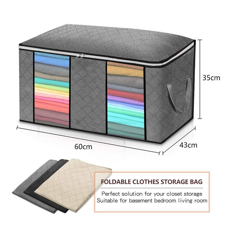 Negabaritinis drabužių laikymo krepšys su skaidriu langu, tvirtu užtrauktuku, sulankstomas medžiaginis krepšys su rankenomis patalynei, paguodams