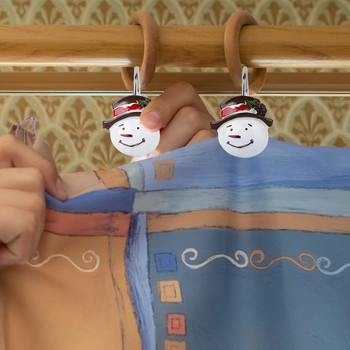 Γάντζος κουρτίνας Ντους Hookshangers Χιονάνθρωπος Μπάνιο Χριστουγεννιάτικη Κλειδαριά Κυλιόμενη κουρτίνα Κρεμαστή