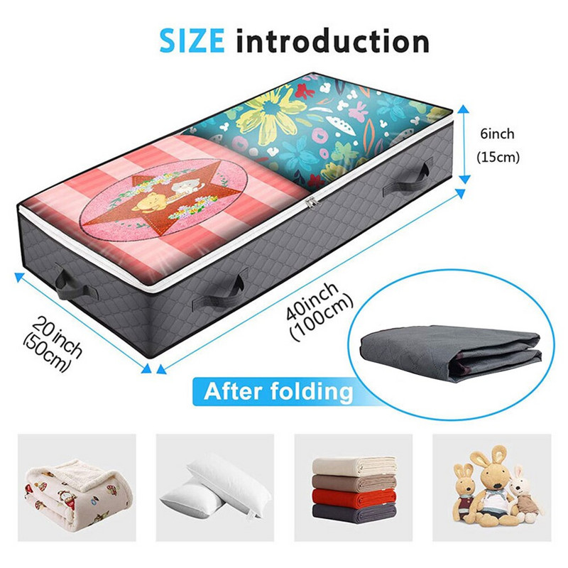 Organizator de dulap Geantă de depozitare a hainelor Organizatoare de depozitare de capacitate mare Fermoar din oțel inoxidabil pentru cuverturi Lenjerie de pat haine