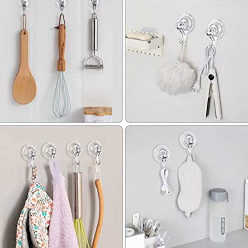 4kom prozirna uklonjiva kuka za vakuumsku čašicu za teške uvjete rada Kupaonska kuhinjska kuka za staklena vrata s vakuumskom čašicom